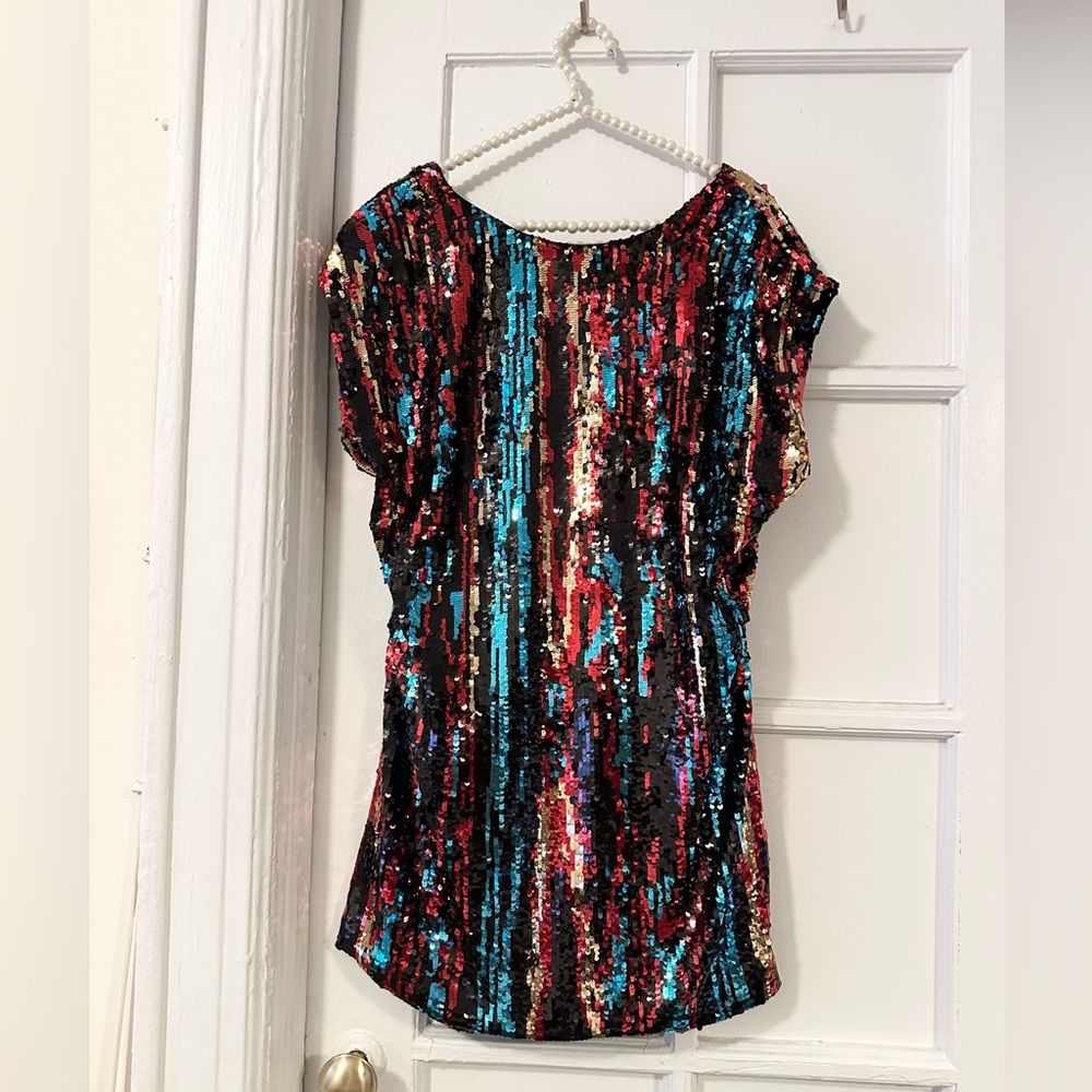 Marciano Sequin Multicolored Open Back Dress - Si… - image 1